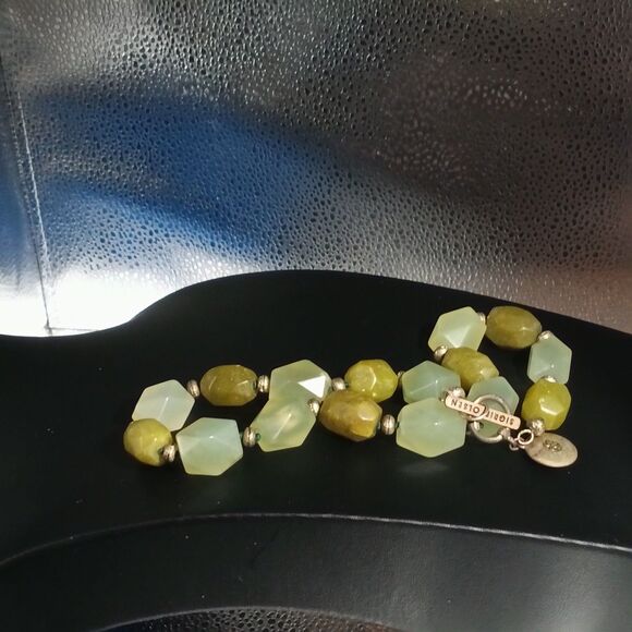 Sigrid Olsen Chunky Green Stone Necklace Toggle Clasp Boho Artisan Jewelry 18" - Picture 7 of 9